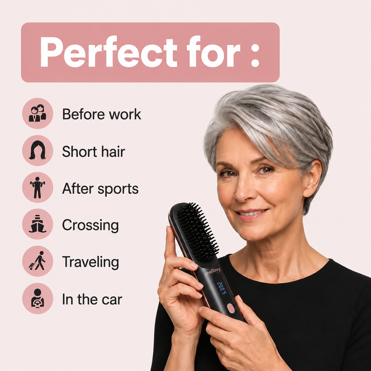 Mellovy Max – Portable Straightening Brush